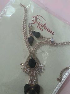 Rose Gold &amp; Black Teardrop Statement Necklace