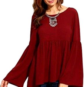 Maroon Flared Sleeves Top