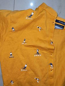 Yellow Printed Casual Shirt