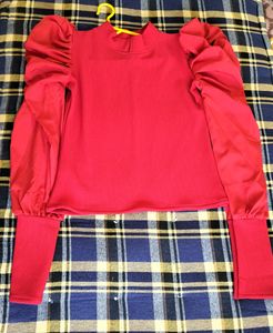 red ruffle top