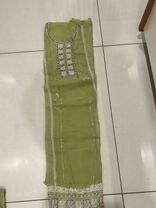 Green Embroidered Kurta Set