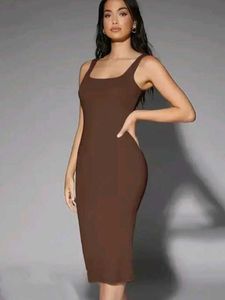 Brown Bodycon Midi Dress