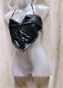 Black Embellished Halter Top