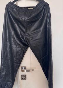 Stylish Black Leather Joggers