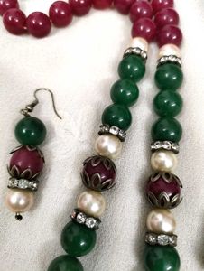 Beaded Necklace and Earrings Set