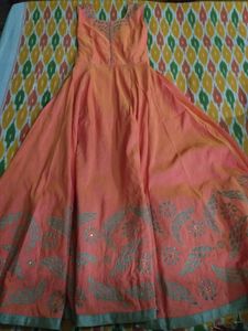 Elegant Orange Anarkali Dress