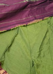 Traditional Soft Cotton Green &amp; Maroon Saree