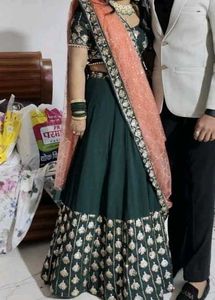 Gorgeous Green &amp; Gold Lehenga