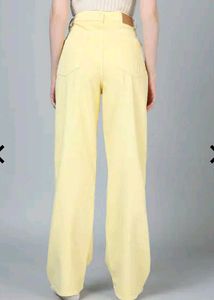 lemon Yellow Wide Leg Denim Jeans