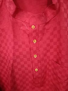 Men Solid Red Kurta