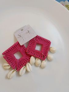 Pink Boho Crochet Earring