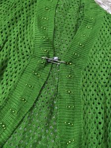 Green Boho Crochet Cardigan