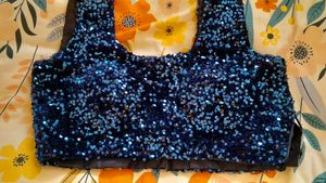 Prime Deal Blue Soft Net Shimmer Saree