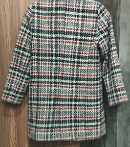 Checkered Wool Blend Coat