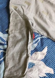 Ash Colour Kurta With Golden Print . Size: Large. New Never Used After Buying .