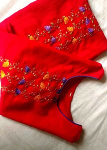 Red Embroidered Kurti