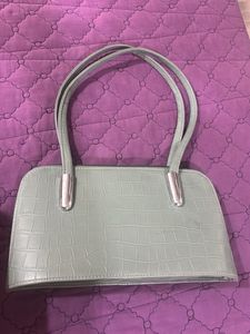 Vintage Green Croc Embossed Baguette Bag