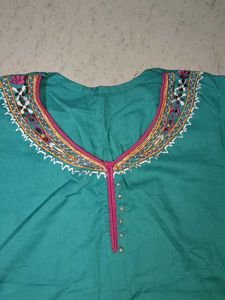 Teal Embroidered Kurta Dress