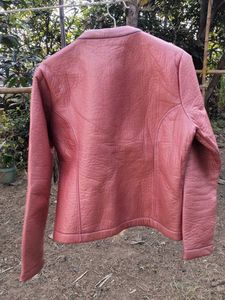 Stylish Pink Faux Leather Jacket