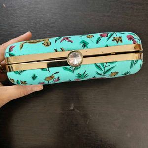 Brand New Sea Green animal Printed Clutch