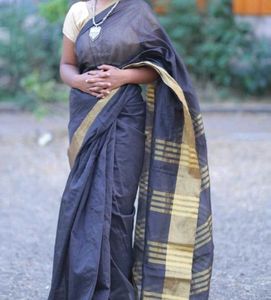 Elegant Black & Gold Cotton Saree