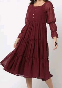 Burgundy Tiered Dress