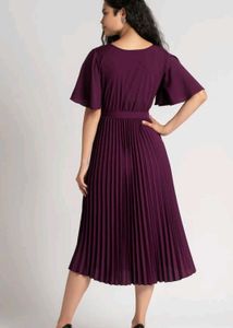 Xxl Flared Beautiful Wine Color  Dress
