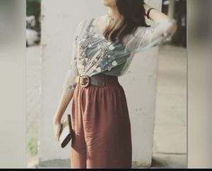 Powder Blue Embroidered Top