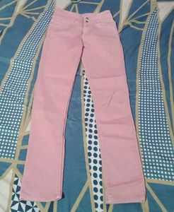 Pink Jeans with Double Button Closure