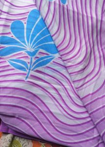 Floral Print Purple Saree