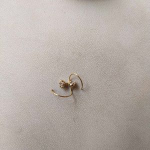 18K Pure Gold White Dimond Nose Pin 1 Pair