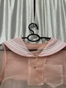 Sailor Collar Sheer Crop Top