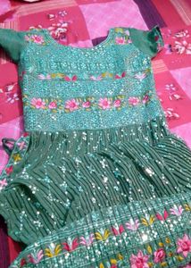 😘 Green Embroidered Naira Kurti