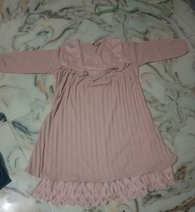 Pick Lace Trim Dress