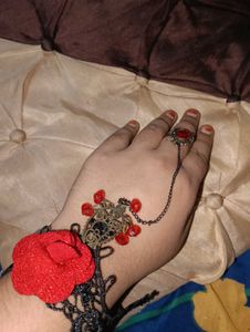 Red Rose Lace Bracelet Ring