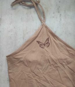 Nude Halter Mini Dress