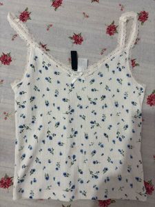 Floral Lace Trim Tank Top