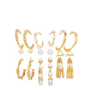 Combo of 9 pair stunning gold plated pearl hoop