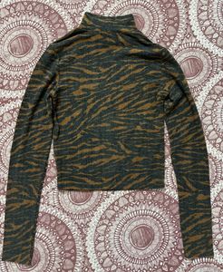 H&amp;M Animal Print High Neck Top