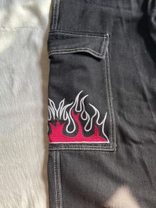 Price Drop‼️URBANIC Black Pants with Red Flame