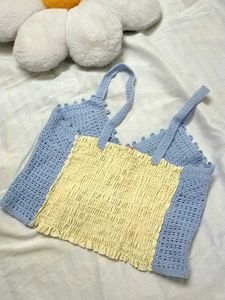 Pastel Blue Crochet Crop Top
