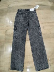 Acid Wash Cargo Jeans