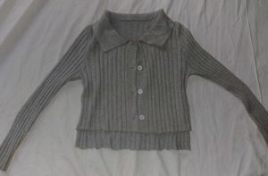 Black And Grey Knit Cropped Cardigan