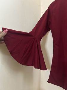 Maroon TOP With Flared Sleeves