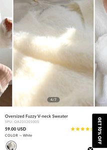 Fuzzy V-Neck Sweater