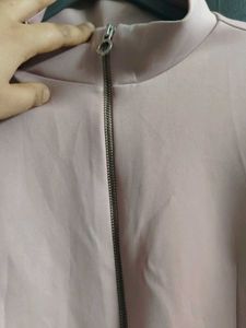 Dusty Pink Front Zip Top By Madame