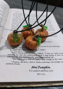 Handmade Miniature Pumpkin Clay Resin Necklace
