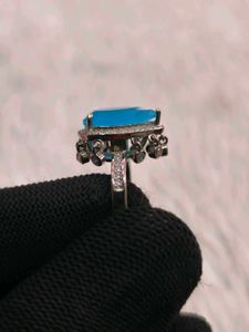 Blue Stone Ring 925 Silver Sterling