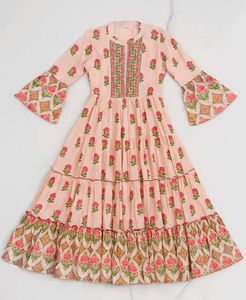 Peach Floral Anarkali Kurti
