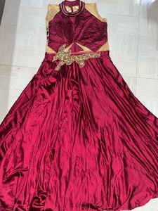 Maroon & Gold Anarkali Gown
